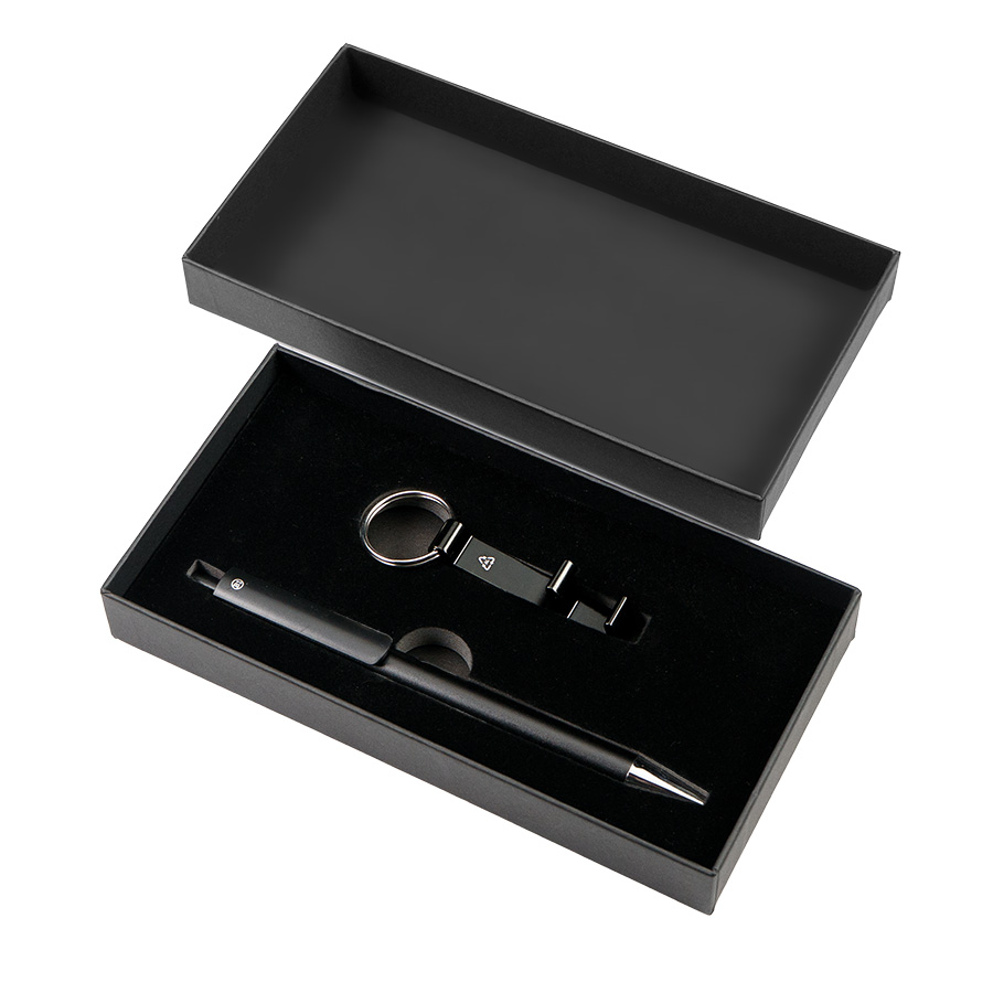 Набор ручка+ брелок ARCADA, черный, металл, пластик, картон