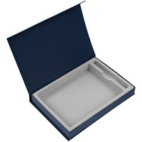 Коробка Silk с ложементом под ежедневник 15х21х2,7 см. и ручку, синяя